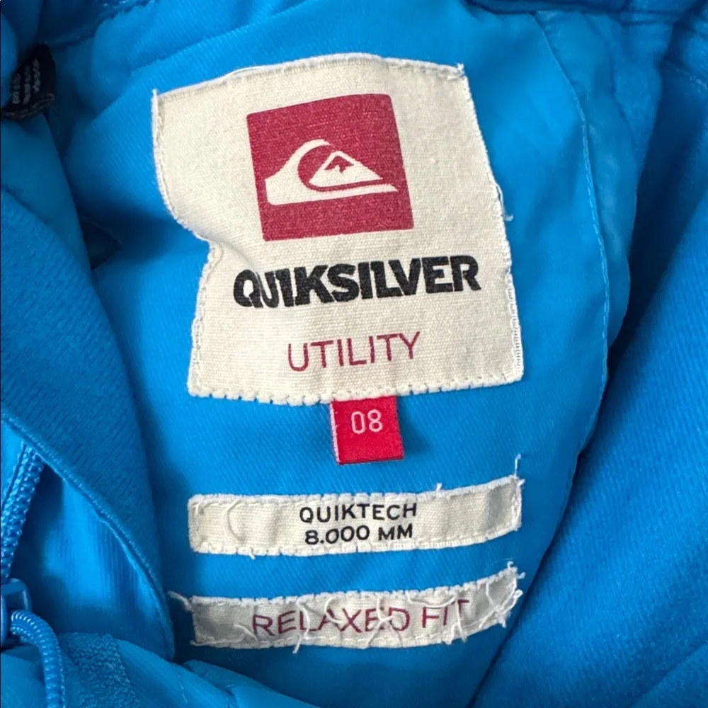 Quiksilver Vibrant Blue snow pants boys ski snowboarding utility cargo size 8 M